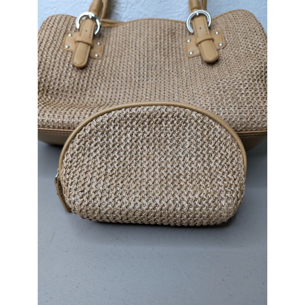 Croft Barrow Satchel Handbag Purse with Cosmetic Bag Tan Neutral Shoulder Bag - Picture 10 of 12